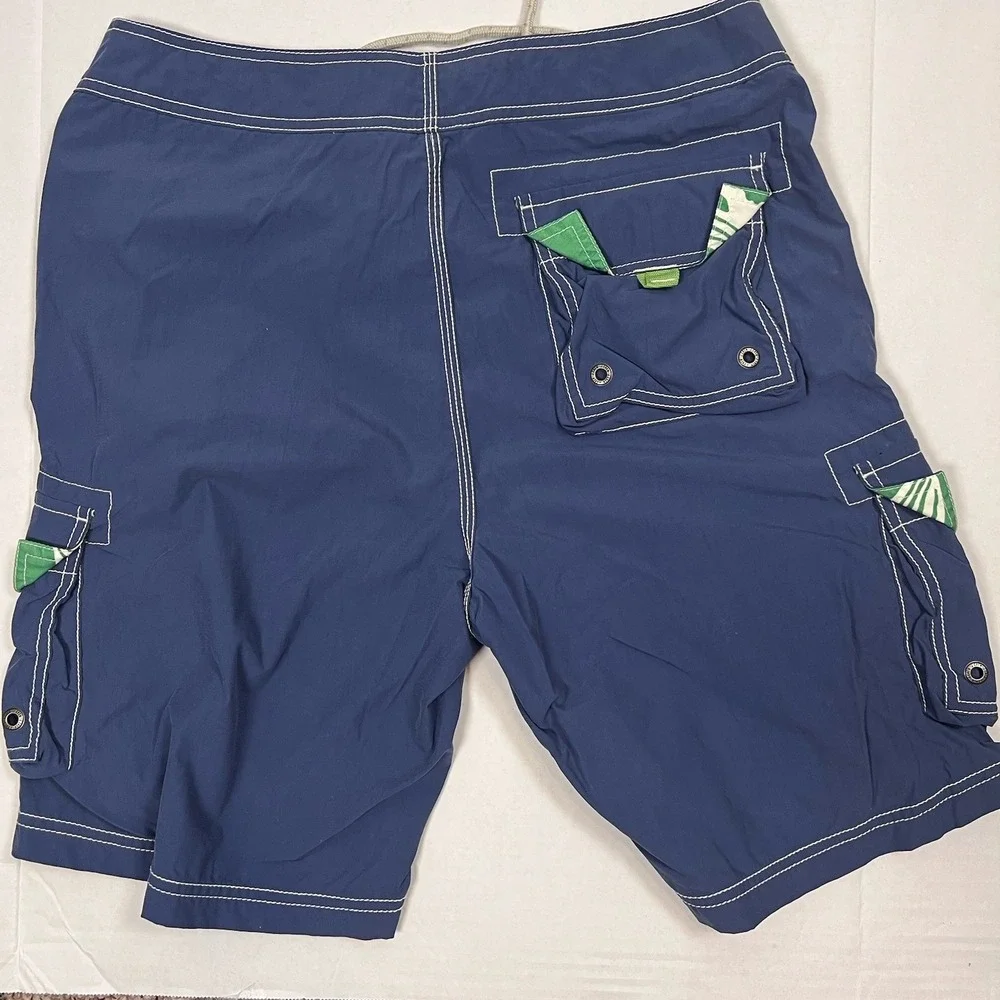 J. Crew Original Swimtrunks Men's Sz 32 Blue‎ Board Swim Trunks Cargo Pockets